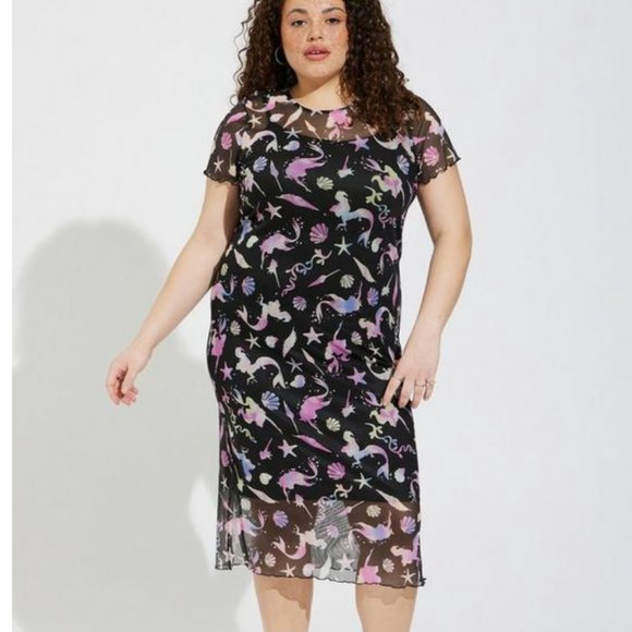 torrid Dresses & Skirts - Torrid Disney The Little Mermaid Midi Mesh T-Shirt Dress NWT